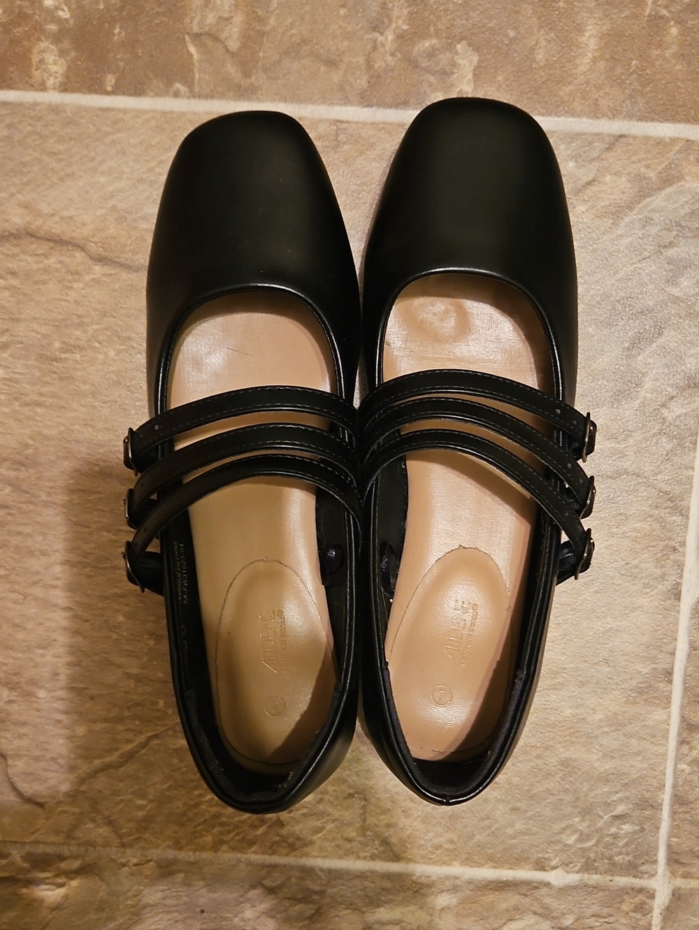 Ardene Black Triple-Strap Mary Jane Flats